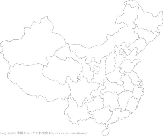 中国白地図